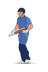 illustration of batsman player playing cricket, cricketer holding bat sports vector design.