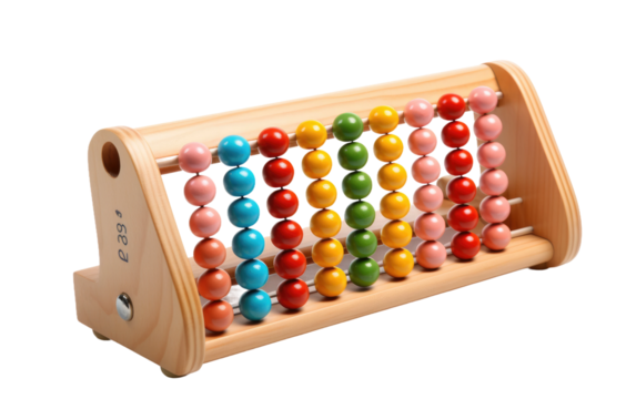 Mathematical and Counting Tools Abacus on a White or Clear Surface PNG Transparent Background