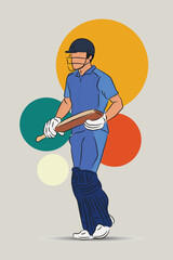 illustration of batsman player playing cricket, cricketer holding bat sports vector design.
