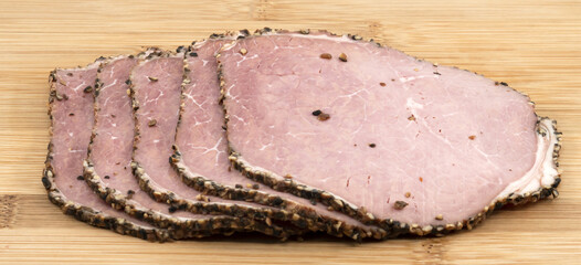 slices of dried beef steak with black pepper