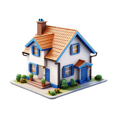 3D Charming Cottage Isolated On Transparent Background
