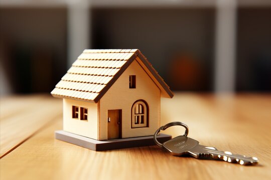 Discover Your Dream Home - Step through the Open Door with Key and House-Shaped Keychain - Powered by Adobe
