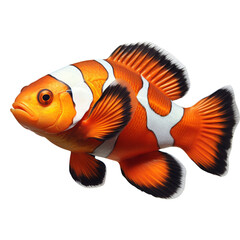 3D Clownfish Isolated On Transparent Background