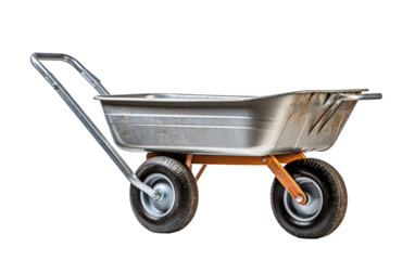 Robust Silver Hand Barrow Two Wheeler on a White or Clear Surface PNG Transparent Background