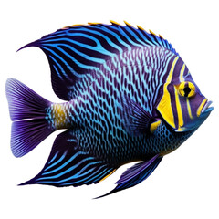 Discus fish is portrayed on a transparent background