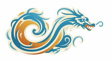 Obraz premium Illustration of stylized dragon. Happy Chinese New Year 2024. Symbol of New Year according to eastern calendar and horoscope.