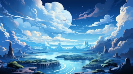Atmosphere Flying Above Clouds Sky Thunderclouds, Background Banner HD, Illustrations , Cartoon style