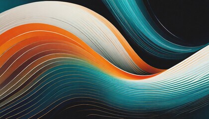 vibrant rainbow orange blue teal white psychedelic grainy gradient color flow wave on black...
