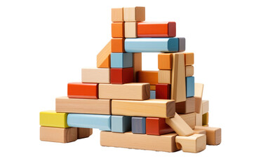 Colorful Block House Play for Children on a White or Clear Surface PNG Transparent Background