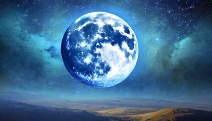 Naklejka na ściany i meble full blue moon elements of this image furnished by nasa background backdrop