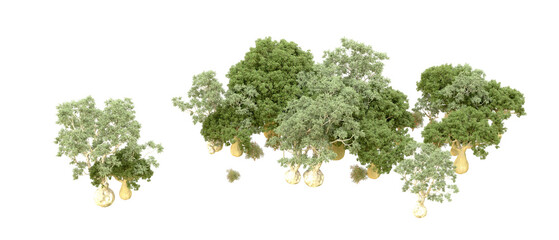 Obraz premium Green forest isolated on background. 3d rendering - illustration