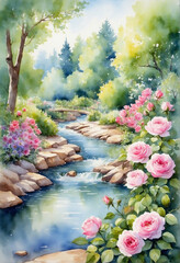 Obraz na płótnie Canvas pond with flowers and water