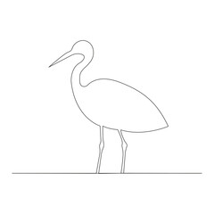Fototapeta premium Continuous heron single line drawing icon vector outline illustration