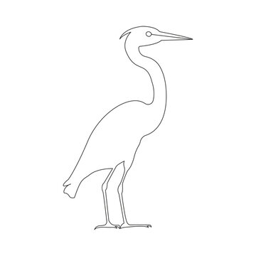 recommend clip art: Continuous heron single line drawing icon vector outline illustration