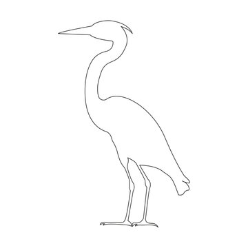 recommend clip art: Continuous heron single line drawing icon vector outline illustration