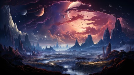 Beautiful Universe Background, Background Banner HD, Illustrations , Cartoon style