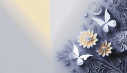 spring-themed background image feature blooming flowers, butterflies, and gentle sunlight to evoke a sense of renewal and vibrancy. there are areas designated for promotional text and the company logo