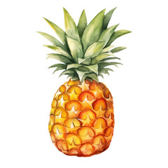 Watercolor pineapple on white. Generative ai