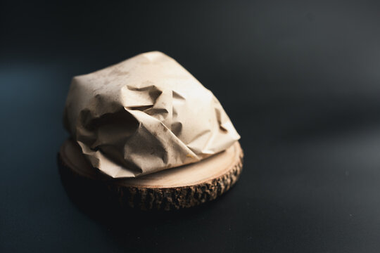 Packed Burger On Black Background. Wrapped Hamburger Sandwich, Blank Mock Up