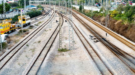 Fototapeta premium High angle view of old railway