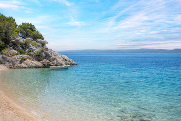 Fototapeta na wymiar Magnificent beach in Brela on Makarska Riviera. Croatia.