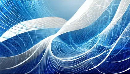 Foto op Canvas digital blue and white fantasy wave curve abstract graphic poster web page ppt background © Ryan