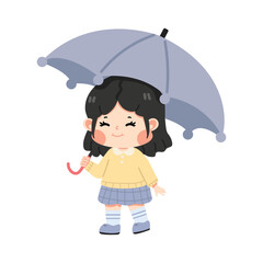 Happy Kid girl hold umbrella