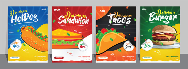 Food Flyer Template design, restaurant food flyer, fast food template vector illustration.