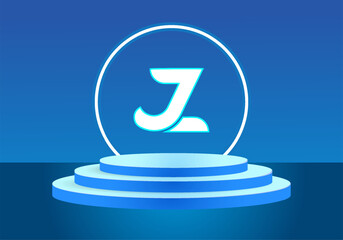 Letter JZ blue logo sign. Vector logo design for business. 