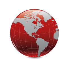 vintage red world map element with a transparent background