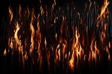Fototapeta na wymiar fire flame and sticks o the matches full frame abstract background 