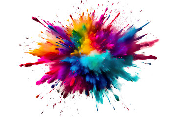explosion of individual watercolor strokes of festive colors, reminiscent of an explosion of confetti at a holiday. isolated on white background.