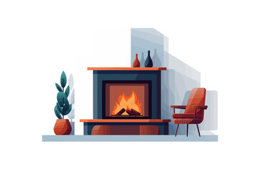modern fireplace vector flat minimalistic isolated vector style illustration