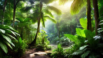 tropical rainforest landscape amazon - obrazy, fototapety, plakaty