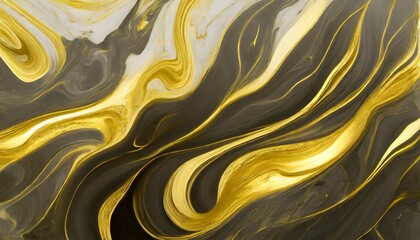 abstract marble marbled ink painted painting texture luxury background banner black waves swirls gold painted splashes generative ai