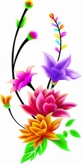 flower pattern illustration colorful 3d