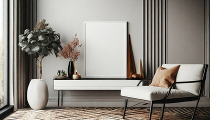 home mockup minimalist decorated interior background 3d render