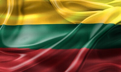 3D-Illustration of a Lithuania flag - realistic waving fabric flag