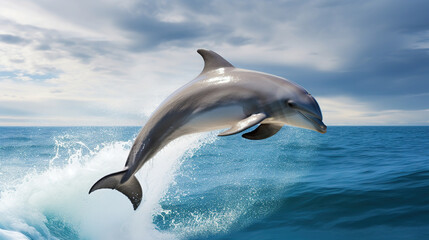 Fototapeta premium dolphin jumping out of water. Generative Ai