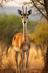 A gerenuk in its natural habitat, the African savannah
