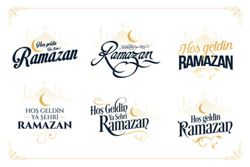 Hoş geldin ya şehri Ramazan. Translation: Welcome to Ramadan - obrazy, fototapety, plakaty