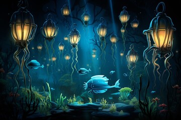 The aquatic lantern ballet illustration