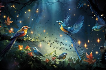 Fototapeta na wymiar the avian birds symphony illustration