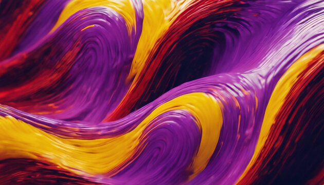 Chromatic Expression- Generative Illustration of an Abstract Painting with Waves of Yellow, Purple and Red