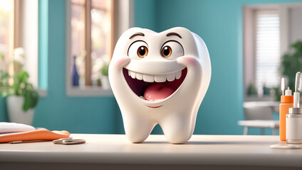 Cute happy cartoon tooth idea