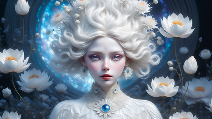 Naklejka premium white woman and flowers #2