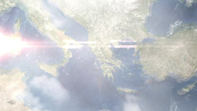 Zoom in from space and focus on Arta, Greece. 3D Animation. Background for travel intro. Elements of this image furnished by NASA