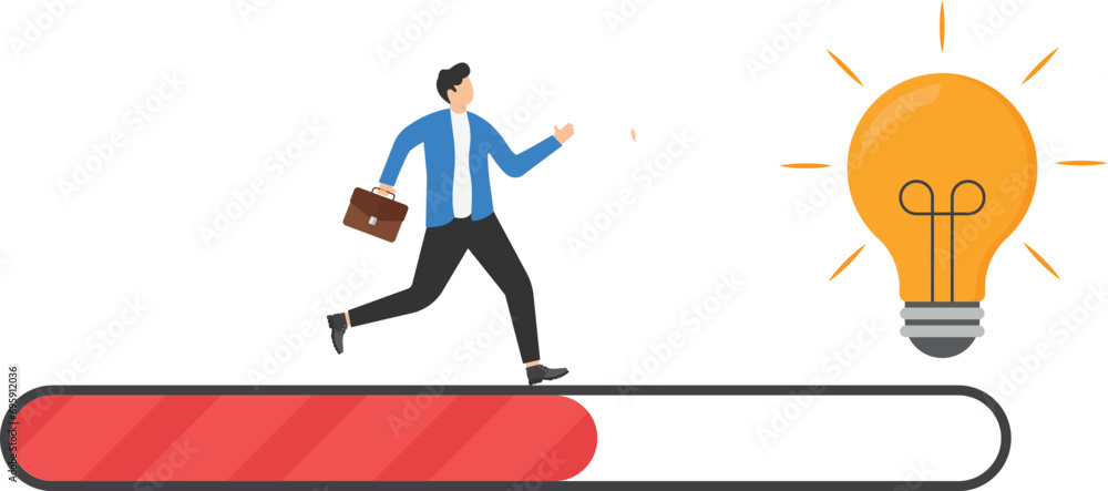 Poster solution and idea loading concept with progress bar and light bulb symbol, big idea, innovation and 