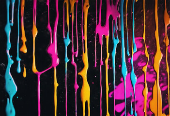 Sinfonia di Colore- Graffiti Digitali in uno Stile Drippato, Urbano e Alla Moda su Sfondo Nero