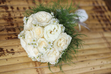 Beautiful white wedding bouquet
